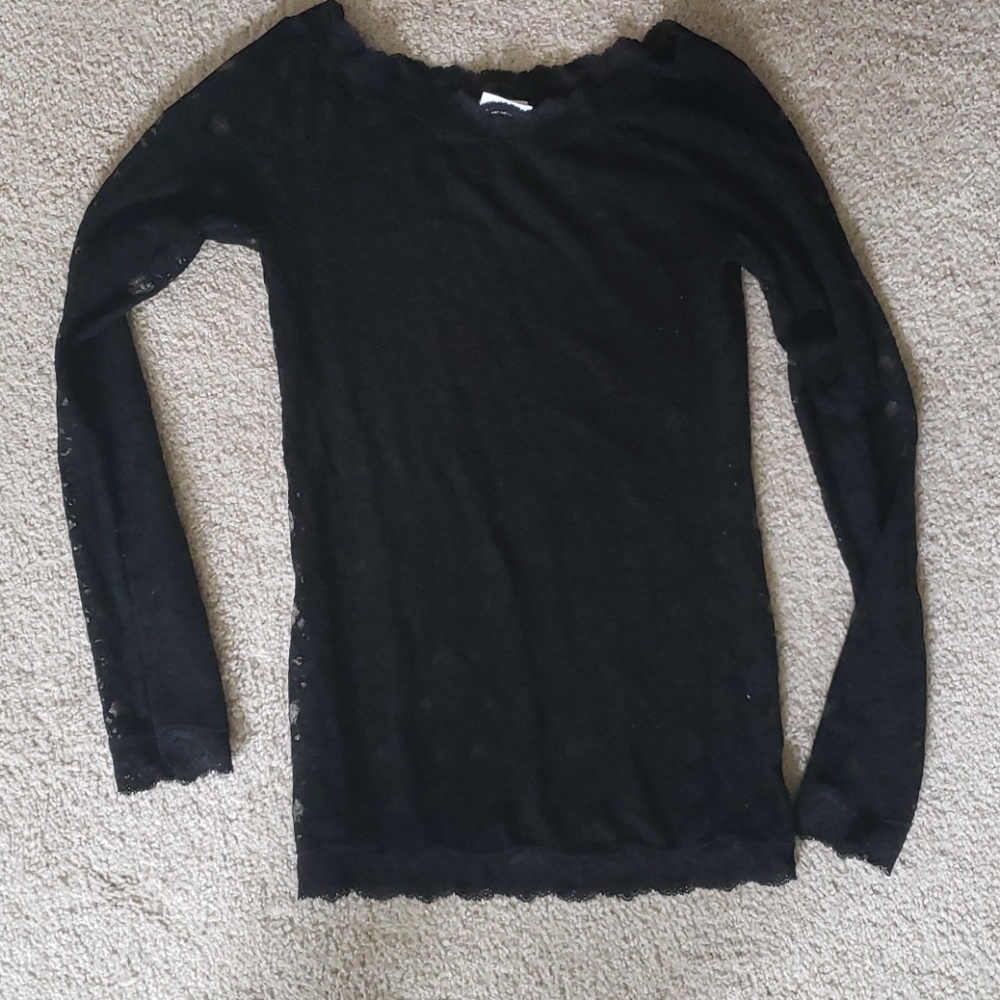Free people black lace long sleeve m